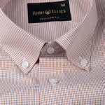 Gravone Orange Houndstooth Button Down Cotton Shirt - John Ellies