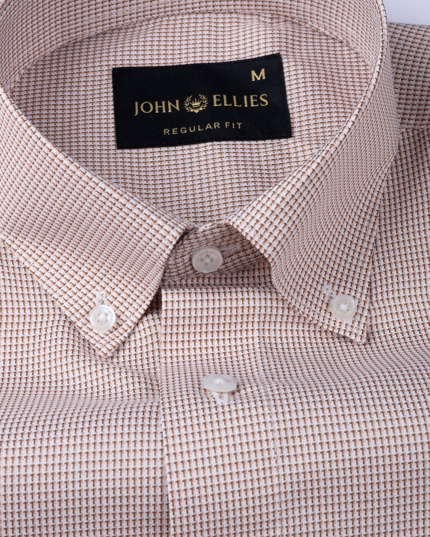 Gravone Orange Houndstooth Button Down Cotton Shirt - John Ellies