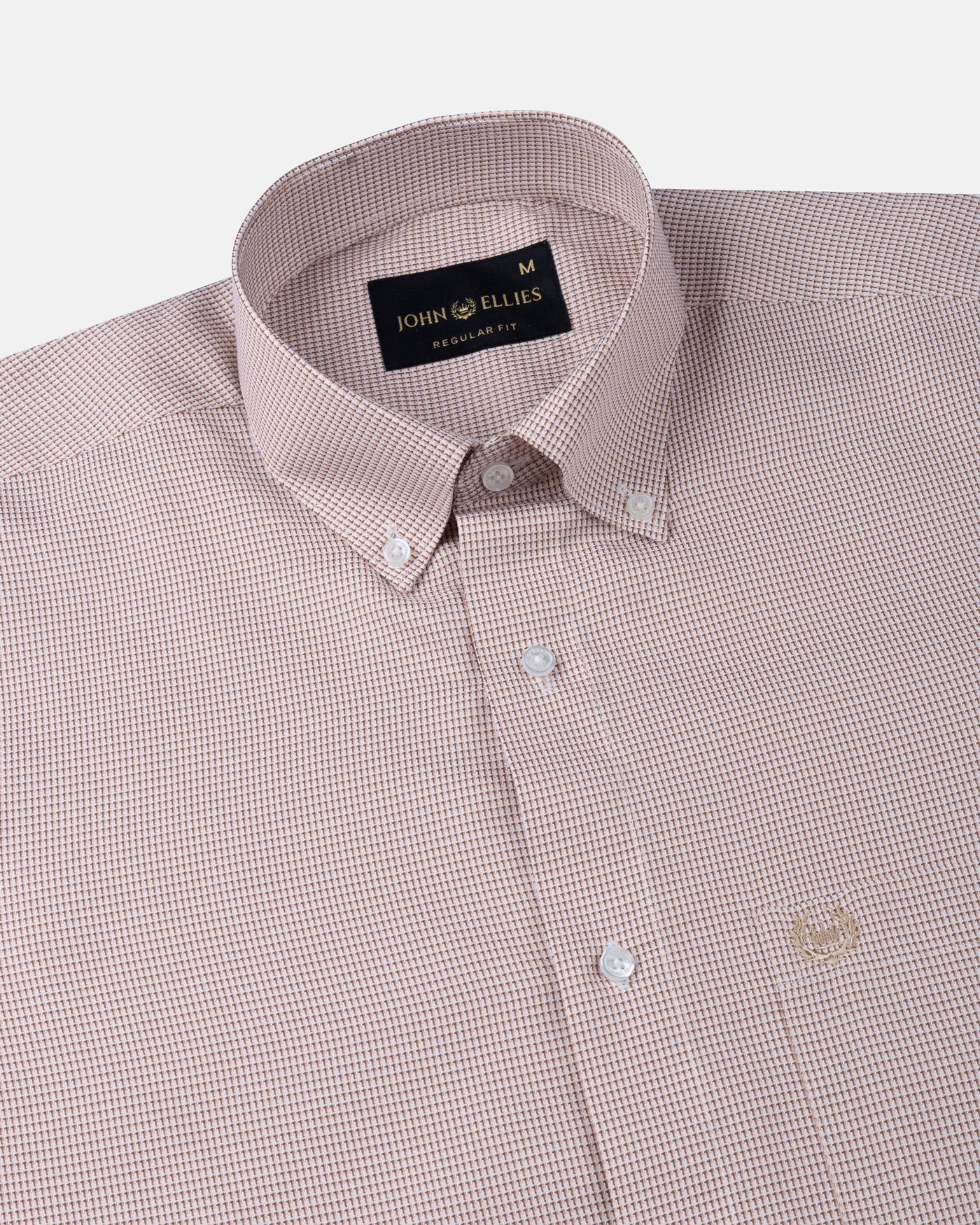 Gravone Orange Houndstooth Button Down Cotton Shirt - John Ellies