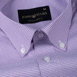 Gravone Purple Houndstooth Button Down Cotton Shirt - John Ellies