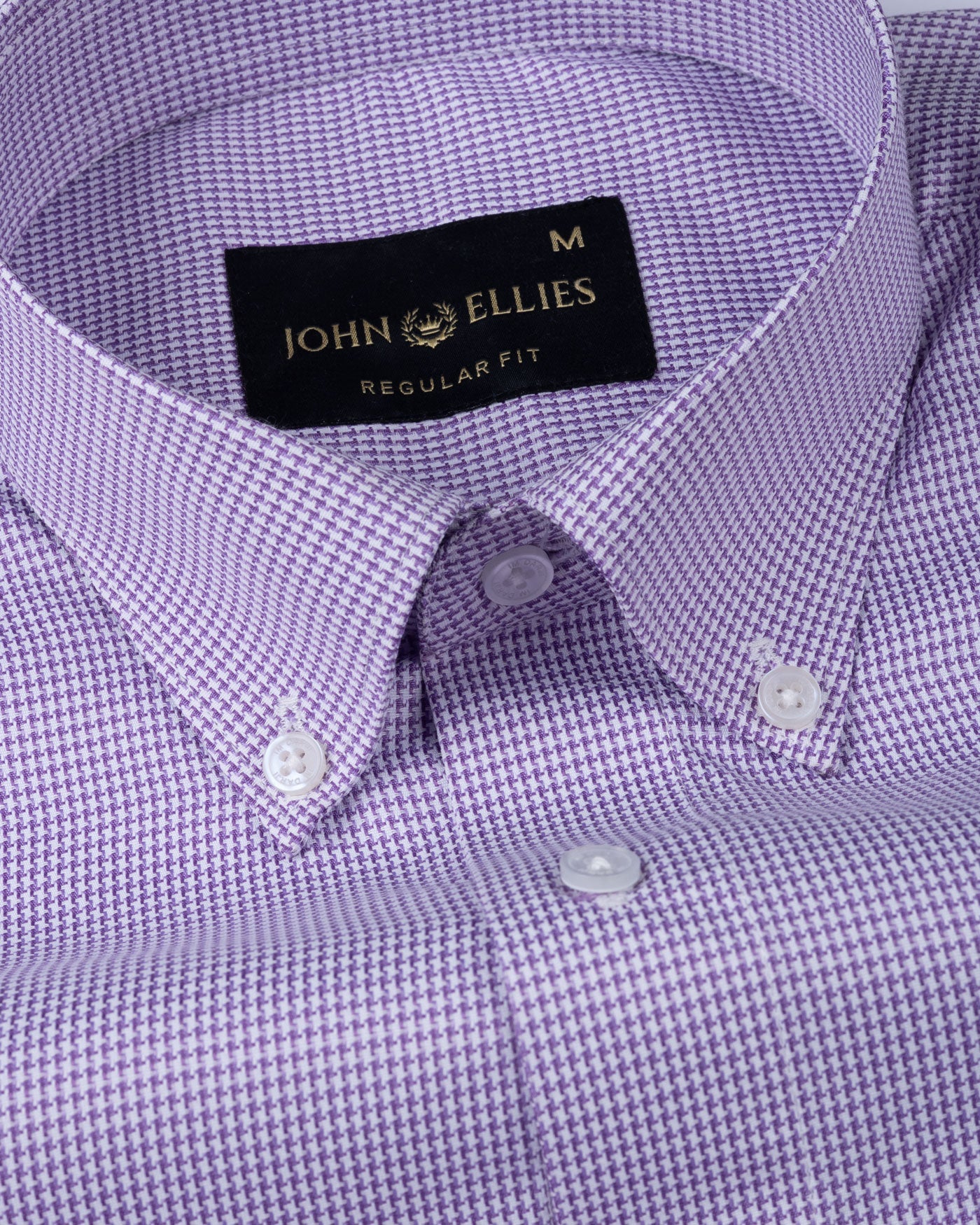 Gravone Purple Houndstooth Button Down Cotton Shirt - John Ellies