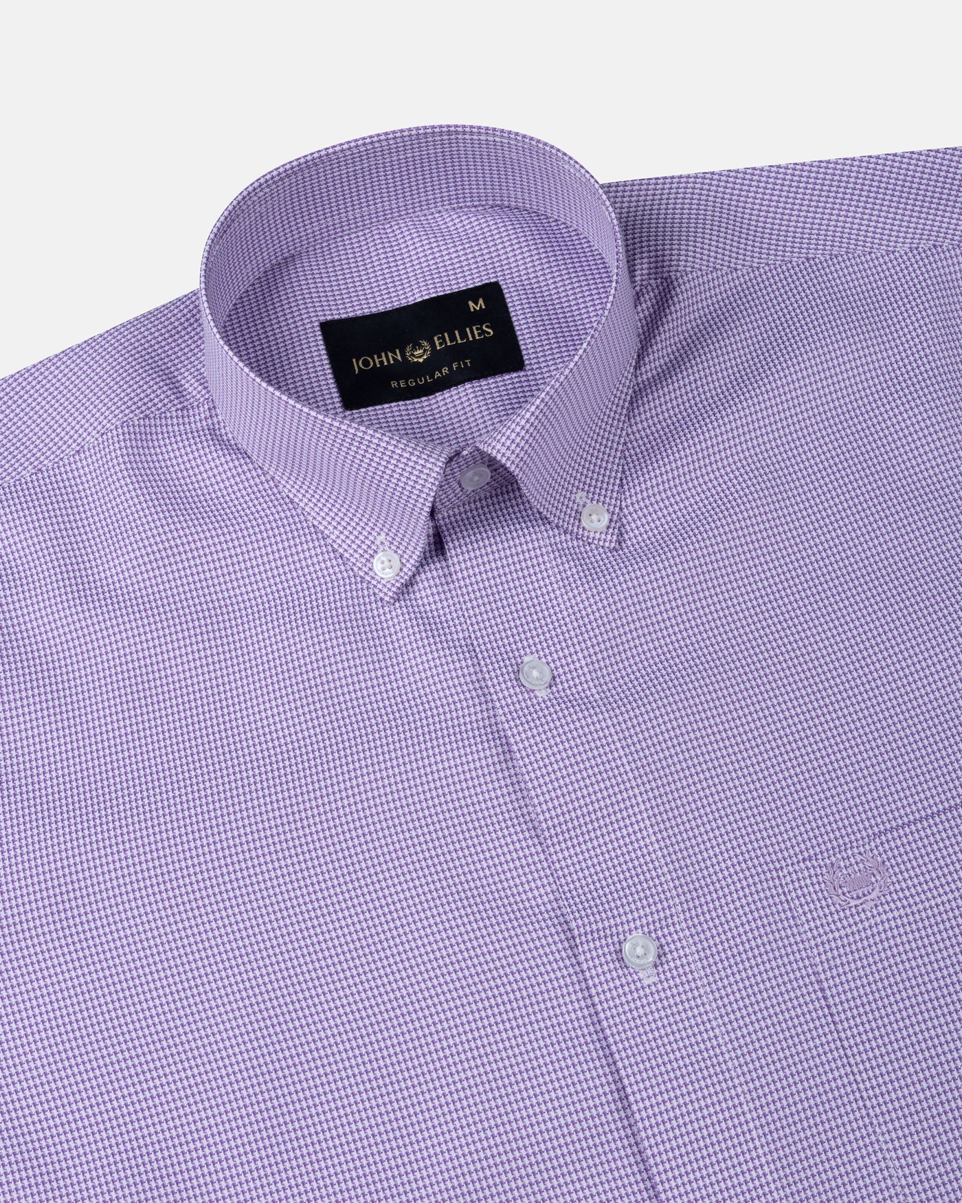 Gravone Purple Houndstooth Button Down Cotton Shirt - John Ellies