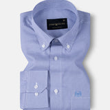 Gravone Navy Blue Houndstooth Button Down Cotton Shirt - John Ellies