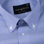 Gravone Navy Blue Houndstooth Button Down Cotton Shirt - John Ellies