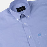 Gravone Navy Blue Houndstooth Button Down Cotton Shirt - John Ellies
