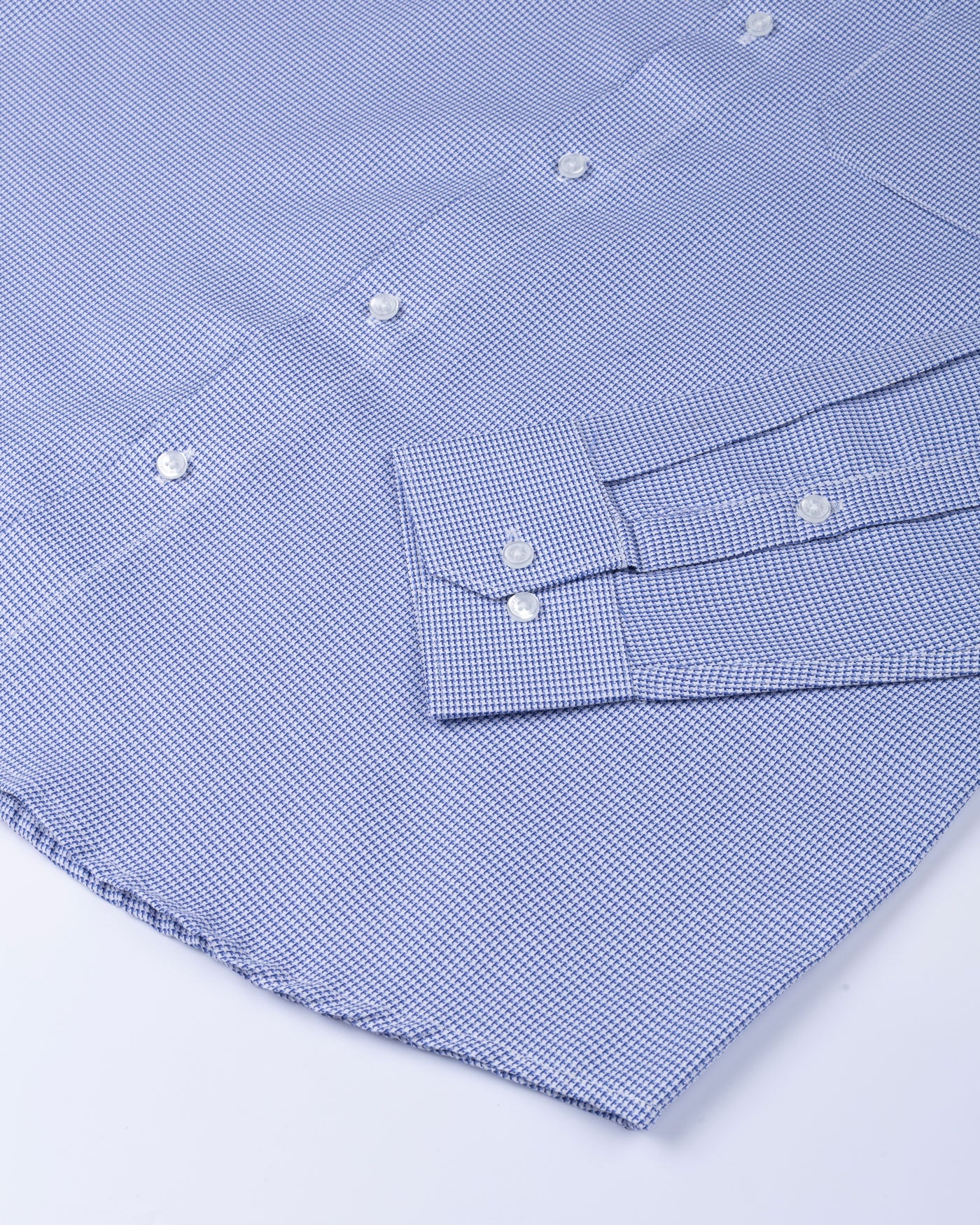 Gravone Navy Blue Houndstooth Button Down Cotton Shirt - John Ellies