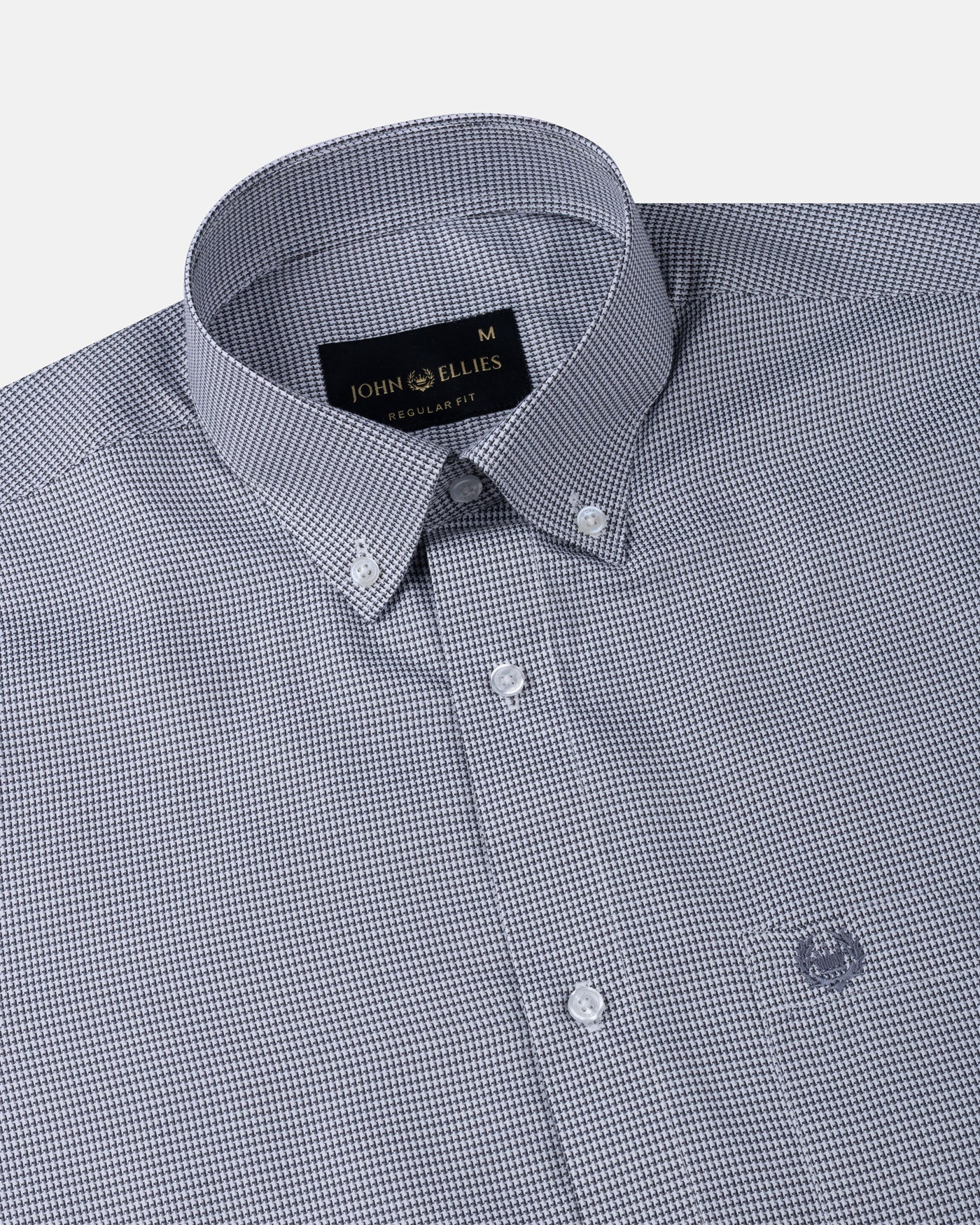 Gravone Black Houndstooth Button Down Cotton Shirt - John Ellies