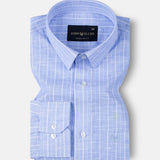 Caedrix Blue Stripes Linen Blend Shirt