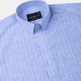 Caedrix Blue Stripes Linen Blend Shirt