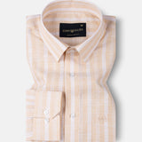 Caedrix Orange Stripes Linen Blend Shirt