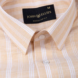 Caedrix Orange Stripes Linen Blend Shirt