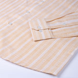 Caedrix Orange Stripes Linen Blend Shirt