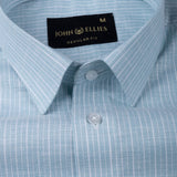 Caedrix Green Stripes Linen Blend Shirt