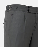 Neux Olive Checked Formal Single Pleated Italian Pant