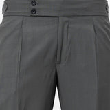 Neux Olive Checked Formal Single Pleated Italian Pant - John Ellies