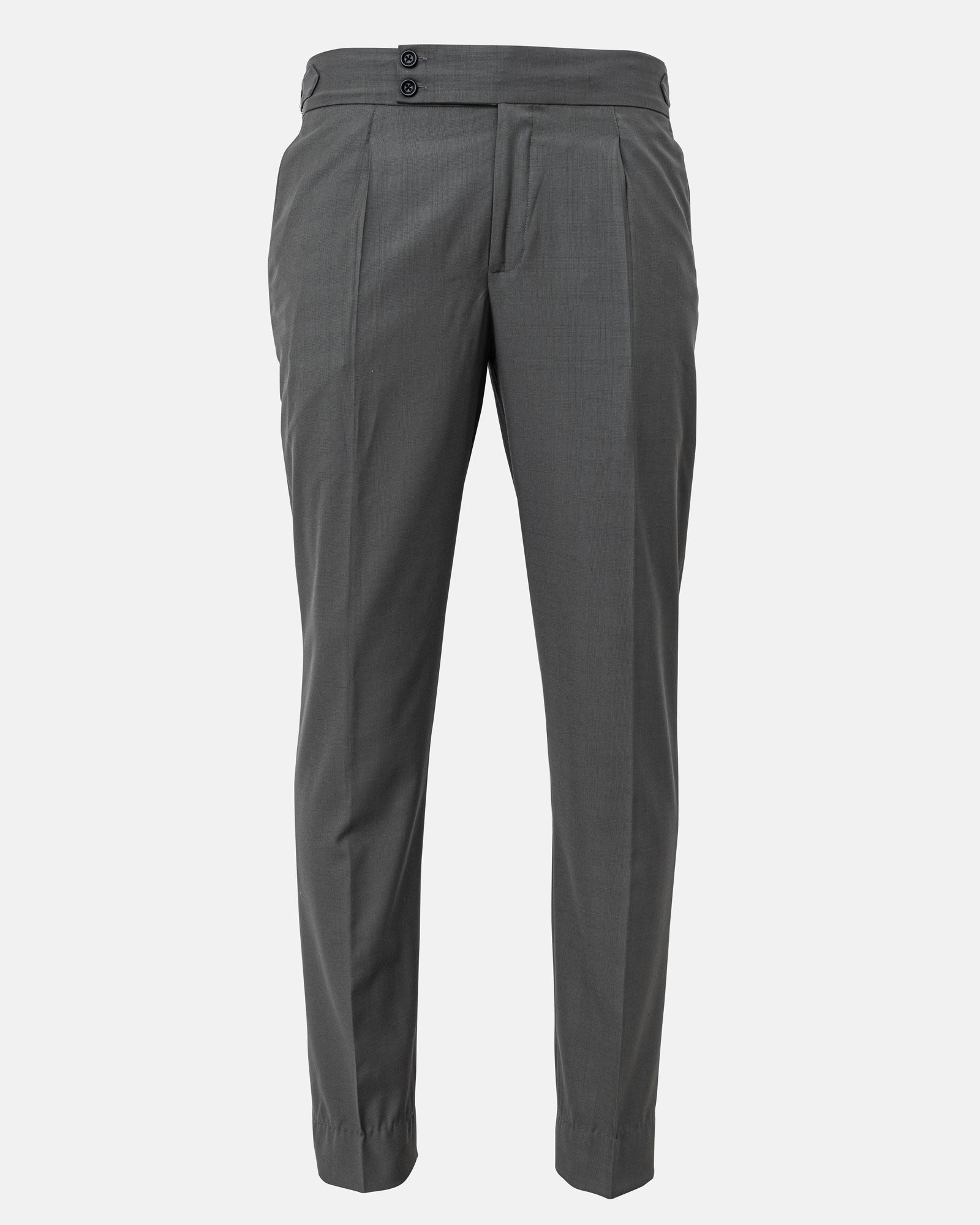 Neux Olive Checked Formal Single Pleated Italian Pant - John Ellies