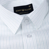 Caedrix White With Green Stripes Linen Blend Shirt