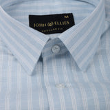 Caedrix Powder Blue Stripes Linen Blend Shirt