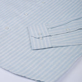 Caedrix Powder Blue Stripes Linen Blend Shirt
