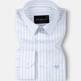Caedrix Blue And White Stripes Linen Blend Shirt