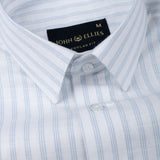 Caedrix Blue And White Stripes Linen Blend Shirt