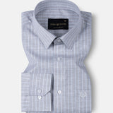 Caedrix Grey Stripes Linen Blend Shirt