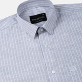 Caedrix Grey Stripes Linen Blend Shirt
