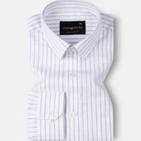 Caedrix Grey And Blue Stripes Linen Blend Shirt