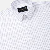 Caedrix Grey And Blue Stripes Linen Blend Shirt