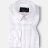 Caedrix White With Pink Stripes Linen Blend Shirt