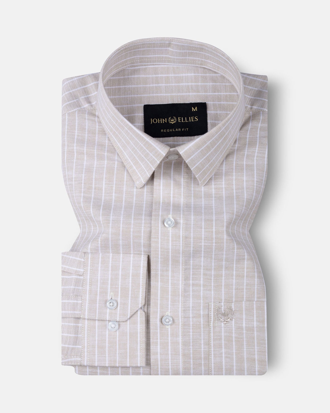 Caedrix Cream Stripes Linen Blend Shirt - John Ellies