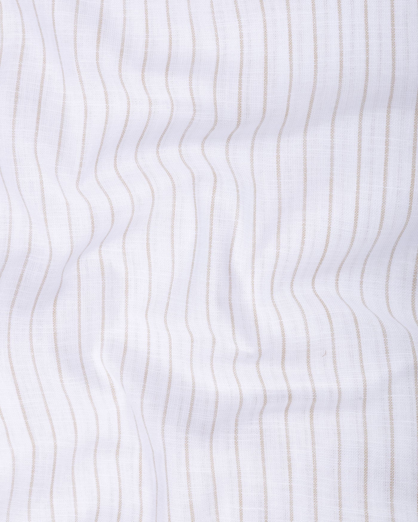 Caedrix White With Beige Stripes Linen Blend Shirt - John Ellies