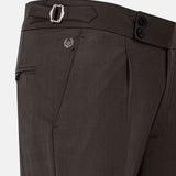 Neux Brown Checked Formal Single Pleated Italian Pant - John Ellies