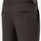 Neux Brown Checked Formal Single Pleated Italian Pant - John Ellies