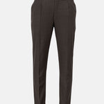 Neux Brown Checked Formal Single Pleated Italian Pant - John Ellies
