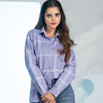 Elan Lavender Check Cotton Women Shirt - John Ellies