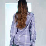 Elan Lavender Check Cotton Women Shirt - John Ellies
