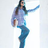 Elan Lavender Check Cotton Women Shirt - John Ellies