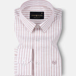 Caedrix Heather Pink Stripes Linen Blend Shirt - John Ellies