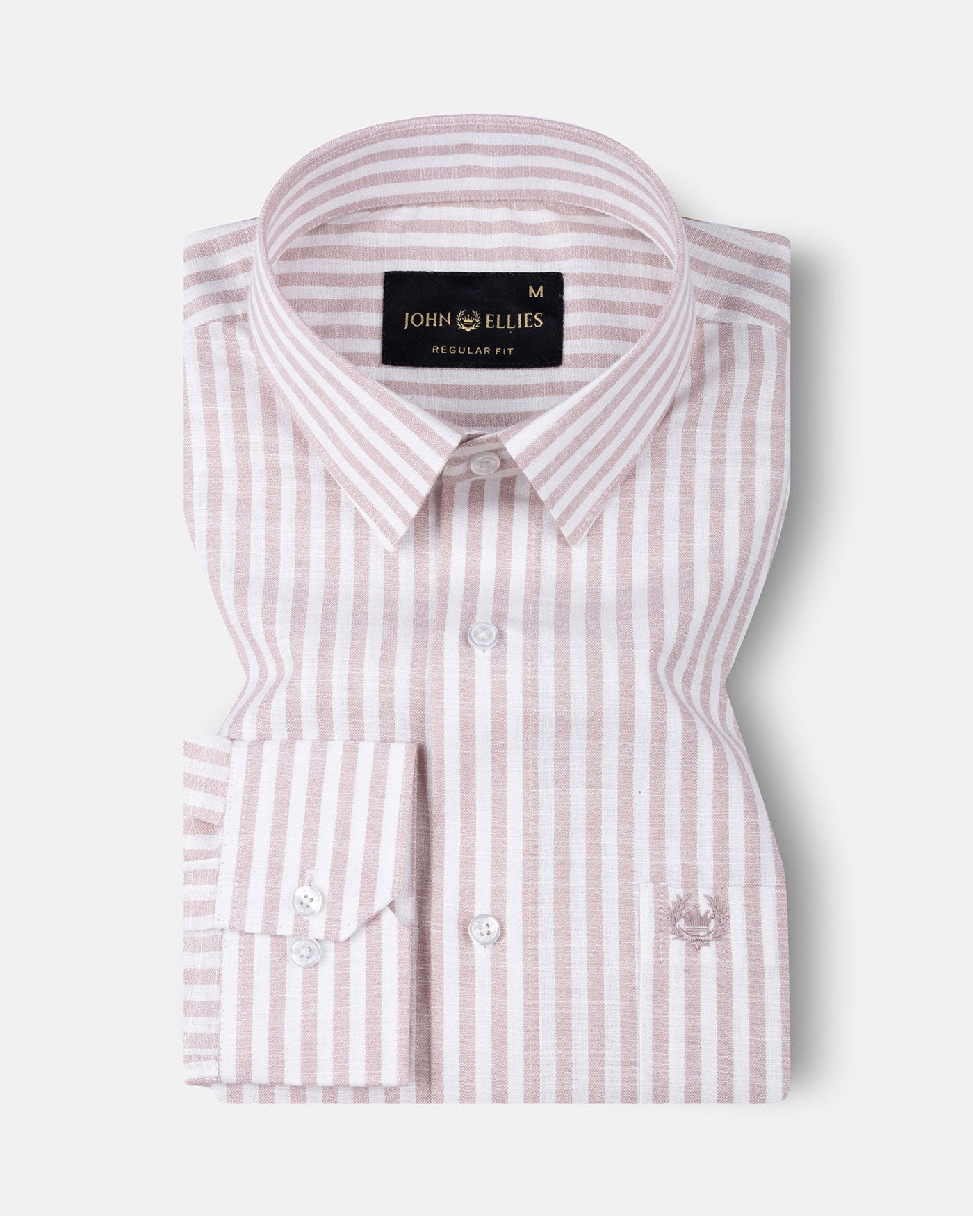 Caedrix Heather Pink Stripes Linen Blend Shirt - John Ellies