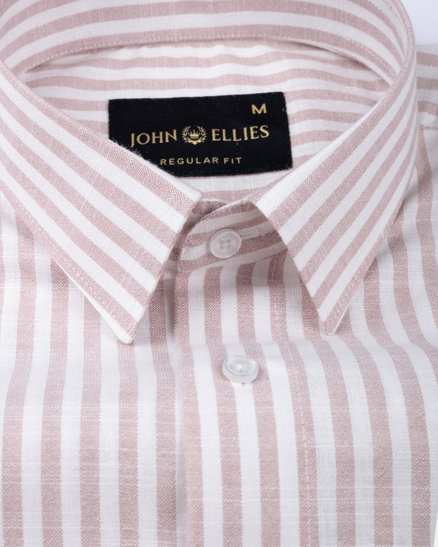Caedrix Heather Pink Stripes Linen Blend Shirt - John Ellies