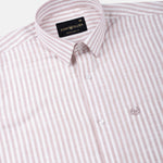 Caedrix Heather Pink Stripes Linen Blend Shirt - John Ellies