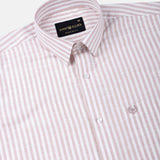 Caedrix Heather Pink Stripes Linen Blend Shirt - John Ellies