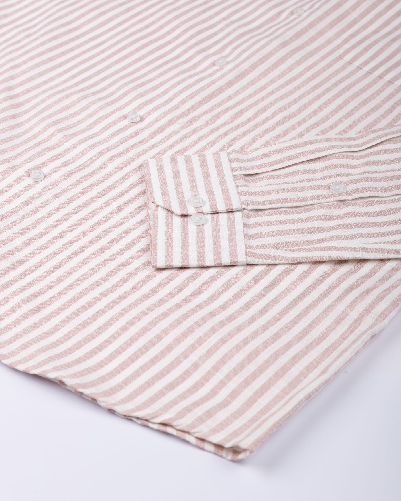 Caedrix Heather Pink Stripes Linen Blend Shirt - John Ellies