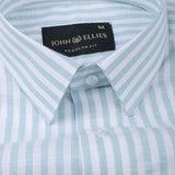 Caedrix Mint Green Stripes Linen Blend Shirt
