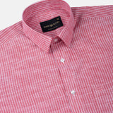 Caedrix Red Stripes Linen Blend Shirt
