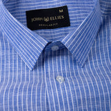 Caedrix Persian Blue Stripes Linen Blend Shirt