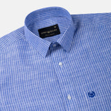 Caedrix Persian Blue Stripes Linen Blend Shirt