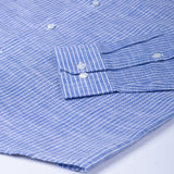 Caedrix Persian Blue Stripes Linen Blend Shirt