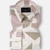 Caedrix Pink Linen Blend Printed Shirt